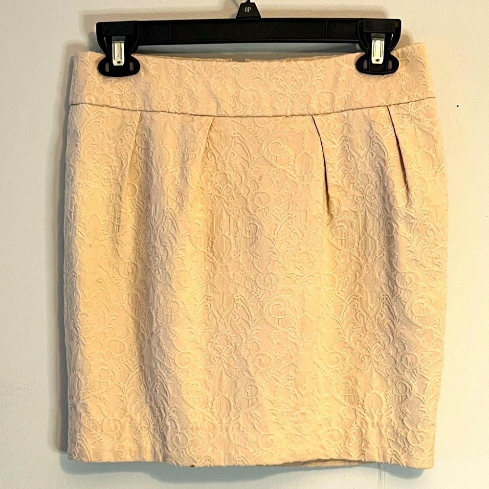 || CYNTHIA ROWLEY || KAQUI || TAN || STRUCTURED SKIRT  || TEXTURED ||